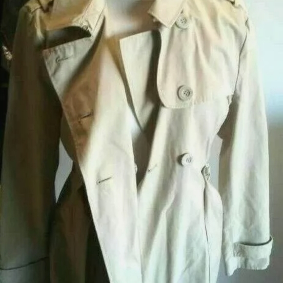 Kenneth Cole Reaction WomensTrench Coat Beige Belted Shoulder Strap Plus XXL - Picture 4 of 8